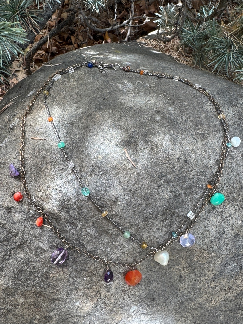 Sundance Multicolor Gemstone Double-Layer Necklace - Picture 1 of 2